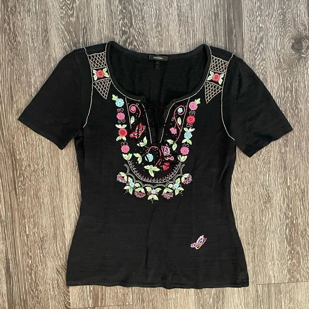 Escada embroidered detail blouse